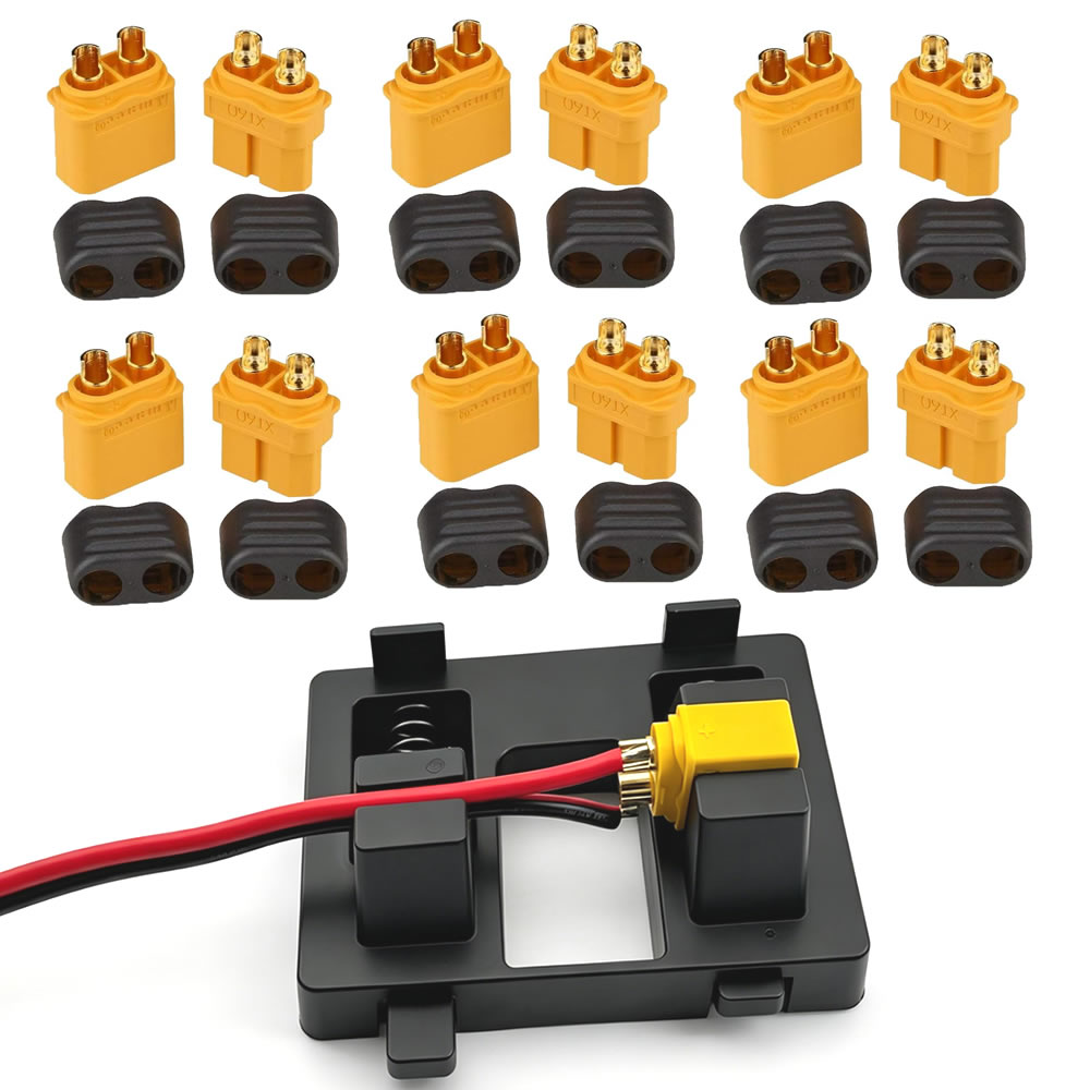 Drone Battery Adapter - หัวต่อ XT60 พร้อมปลอกหุ้มแบบตัวเมีย/ตัวผู้ พร้อมอุปกรณ์เชื่อมสำหรับแบตเตอรี่ RC Lipo