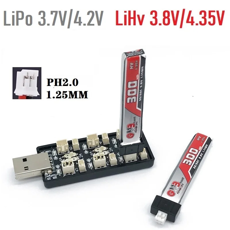 Drone Battery Adapter - 6CH USB 1S LiPo/LiHv 3.7 V/4.2